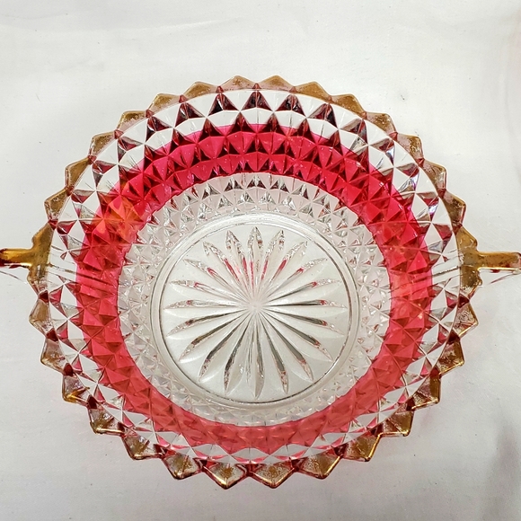 Mid Century Modern INDIANA GLASS Diamond Point ruby berry/dessert bowl set - Picture 2 of 11